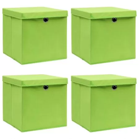 Set 4 bucati cutii depozitare cu capace, verde
