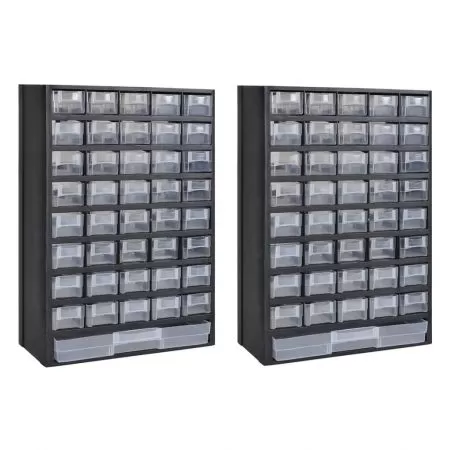  Cutie de depozitare unelte cu 41 sertare, 2 buc, plastic