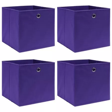  Cutii de depozitare 4 buc. violet, 28x28x28 cm, textil nețesut
