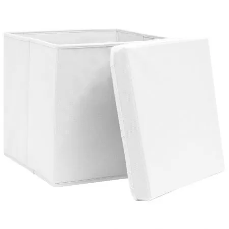 Set 4 bucati cutii depozitare cu capac, alb