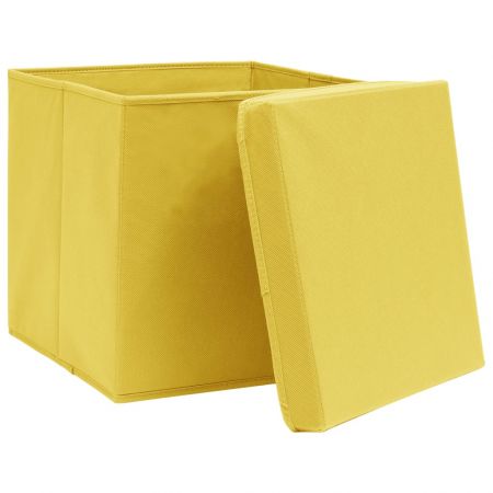 Set 4 bucati cutii depozitare cu capac, galben