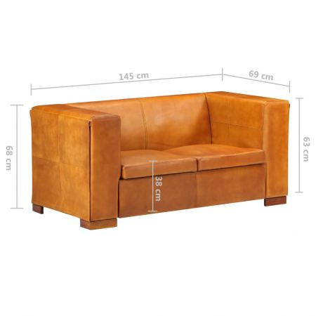 Canapea cu 2 locuri, maro cafeniu, 145 x 69 x 68 cm