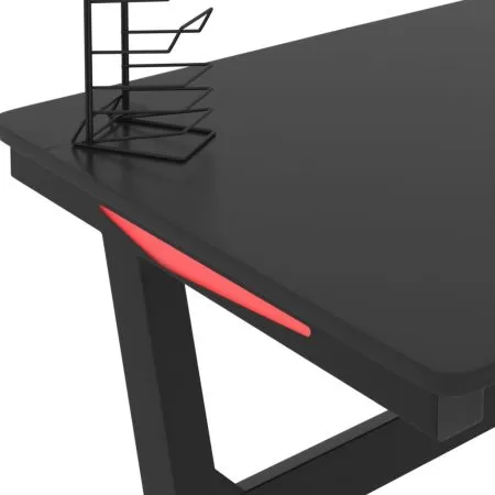 Birou de gaming LED cu picioare in forma de Z negru 90x60x75 cm, negru, 90 x 60 x 75 cm