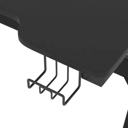 Birou de gaming LED cu picioare in forma de Z negru 90x60x75 cm, negru, 90 x 60 x 75 cm