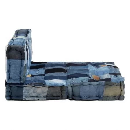 Set perne canapea din paleți, 2 piese, albastru, denim, petice