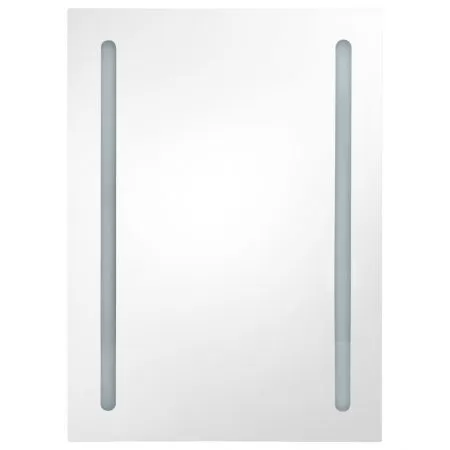 Dulap de baie cu oglinda si LED, gri beton, 50 x 13 x 70 cm