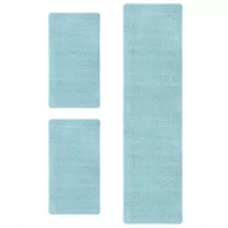Set 3 bucati covoare de pat latoase, turcoaz