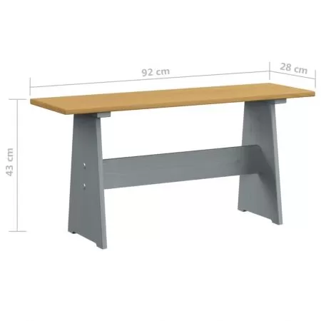 Masa de bucatarie cu banca, maro miere si gri, 100 x 60 x 73 cm