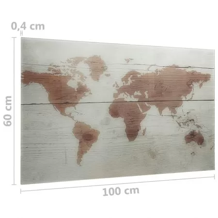 Tablă magnetică de perete, 100x60 cm, sticlă, maro si gri