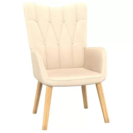 Scaun de relaxare cu taburet, crem