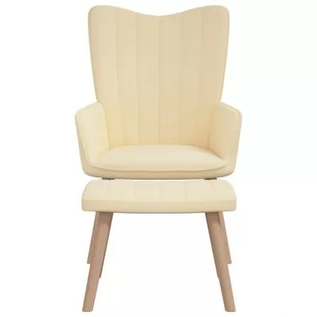Scaun de relaxare cu taburet, crem