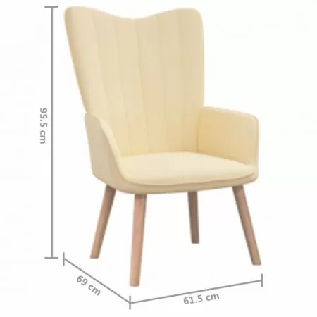 Scaun de relaxare cu taburet, crem
