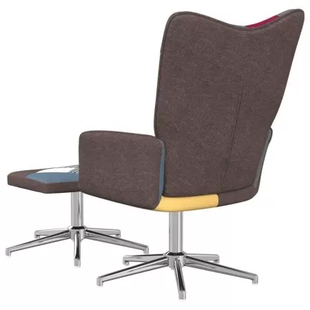 Scaun de relaxare cu taburet, multicolor