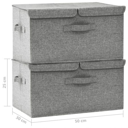 Cutii de depozitare 2 buc. gri 50x30x25 cm material textil, gri