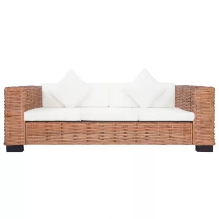 Set canapea cu perne, 3 piese, maro, 200 x 80 x 67 cm