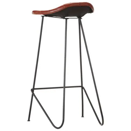 Set mobilier bar 7 piese lemn masiv sheesham & piele naturala, maro, 42 x 42 x 86 cm
