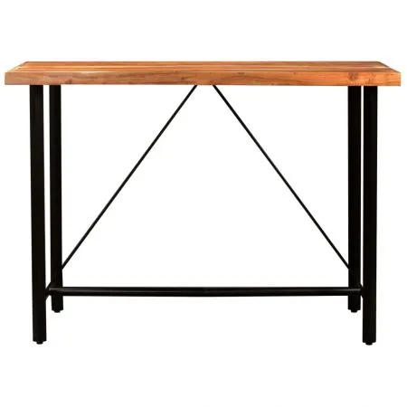 Set mobilier bar 7 piese lemn masiv sheesham & piele naturala, maro, 42 x 42 x 86 cm