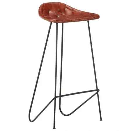 Set mobilier bar 7 piese lemn masiv sheesham & piele naturala, maro, 42 x 42 x 86 cm