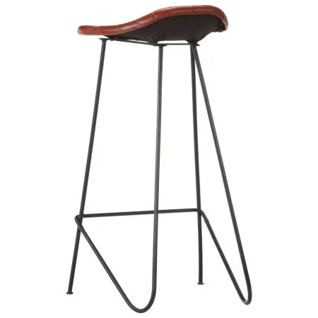 Set mobilier de bar 7 piese lemn masiv acacia & piele naturala, maro, 42 x 45 x 86 cm