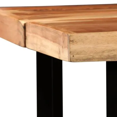Set mobilier bar 7 piese lemn masiv sheesham & piele naturala, maro, 42 x 42 x 86 cm