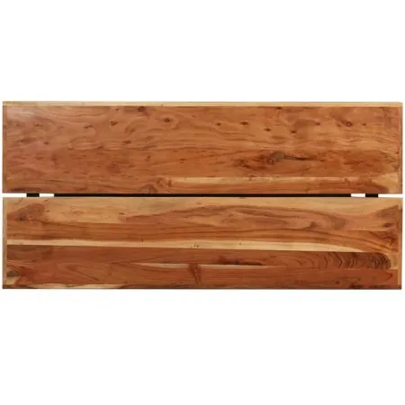 Set mobilier de bar 7 piese lemn masiv acacia & piele naturala, maro, 42 x 45 x 86 cm