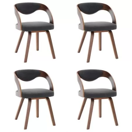 Set 4 bucati scaune de bucatarie, gri si maro închis, 53 x 54 x 77 cm