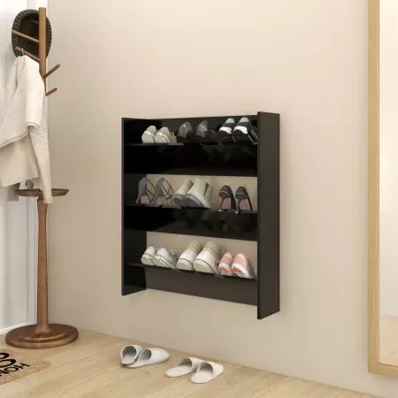  Pantofar de perete, negru, 80x18x90 cm, PAL