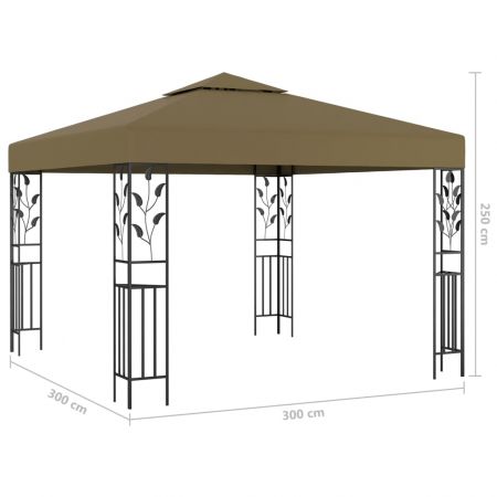 Pavilion cu siruri de lumini LED, gri taupe, 3 x 3 x