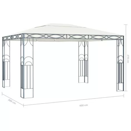 Pavilion cu sir de lumini LED, crem, 400 x 300 cm