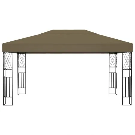 Pavilion cu siruri de lumini LED, gri taupe, 3 x 4 m