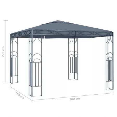 Pavilion cu sir de lumini LED, antracit, 300 x 300 cm