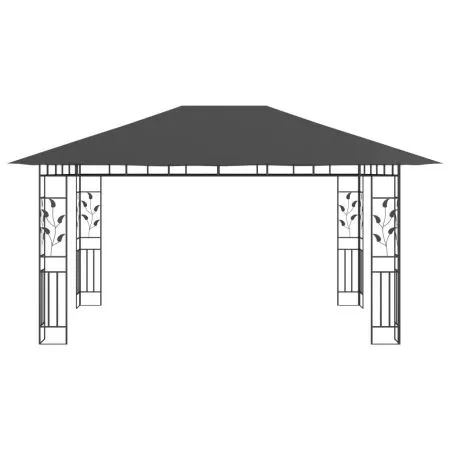 Pavilion cu plasa anti-tantari&lumini LED, antracit, 4 x 3 x 2.73 m
