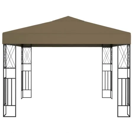 Pavilion cu siruri de lumini LED, gri taupe, 3 x 3 m