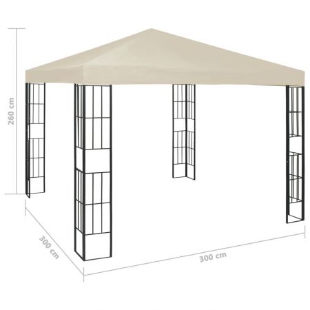 Pavilion cu sir de lumini LED, crem, 3 x 3 m