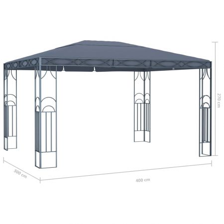 Pavilion cu sir de lumini LED, antracit, 400 x 300 cm