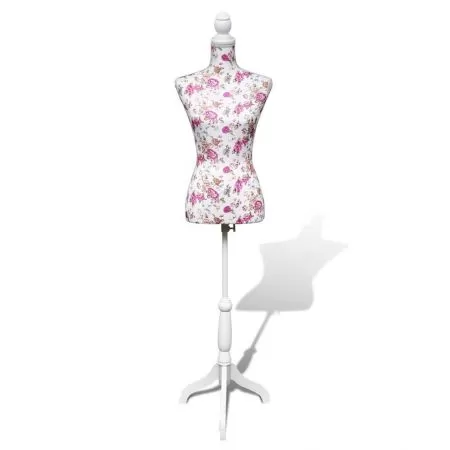  Bust pentru dame, manechin, alb cu trandafiri, bumbac 