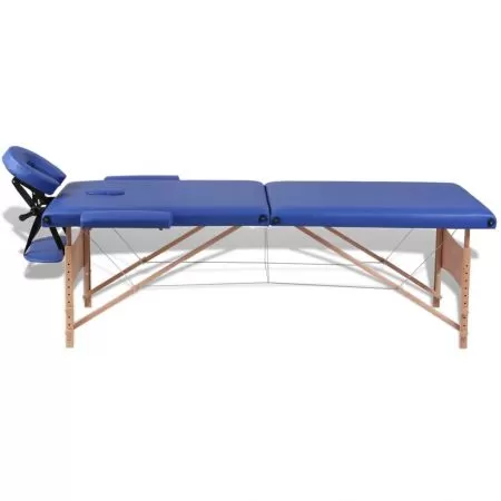 Masa de masaj pliabila 2 parti cadru din lemn Albastru, albastru, 186 x 68 x 82 cm