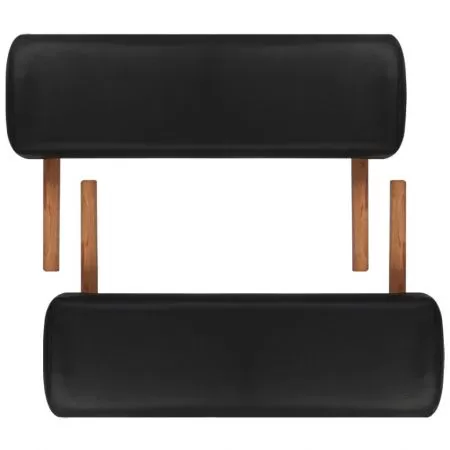 Masa de masaj pliabila 3 parti cadru din lemn Negru, negru, 186 x 68 x 82 cm