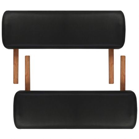 Masa de masaj pliabila 2 parti cadru din lemn Negru, negru, 186 x 68 x 82 cm