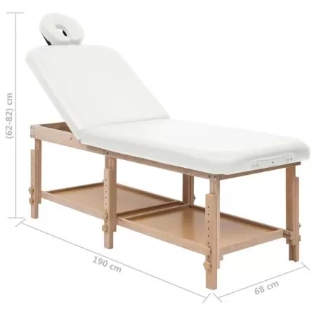 Masa de masaj cu 2 zone, alb, 190 x 68 x 82 cm