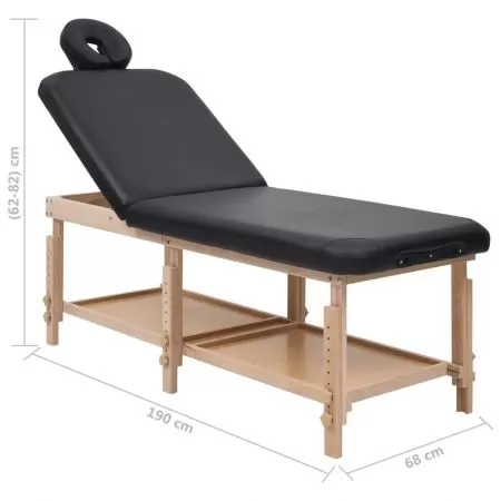 Masa de masaj cu 2 zone, negru, 190 x 68 x 82 cm