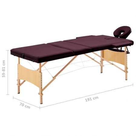 Masa de masaj pliabila, violet, 191 x 70 x 81 cm