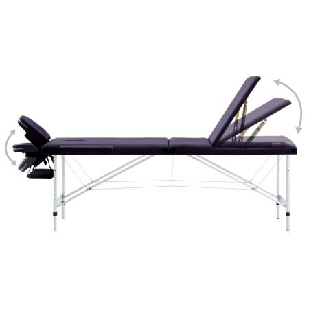 Masa de masaj pliabila cu 3 zone, violet, 191 x 70 x 81 cm