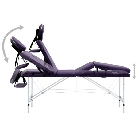 Masa de masaj pliabila cu 4 zone, violet, 191 x 70 x 81 cm