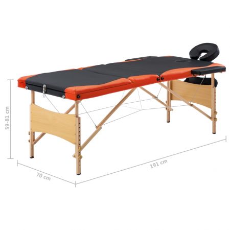 Masa de masaj pliabila, negru si portocaliu, 191 x 70 x 81 cm