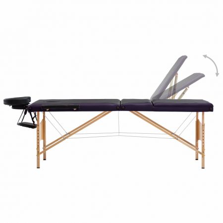 Masa de masaj pliabila, negru si violet, 191 x 70 x 81 cm