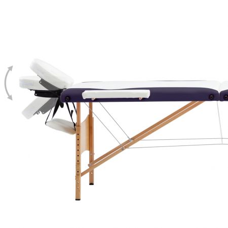 Masa de masaj pliabila, alb si violet, 191 x 70 x 81 cm