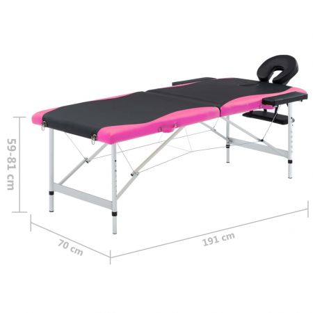 Masa pliabila de masaj, negru si roz, 191 x 70 x 81 cm