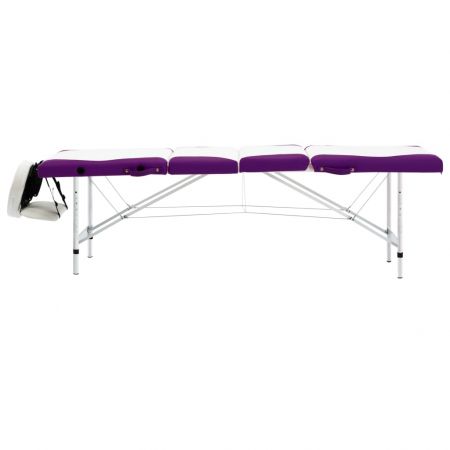 Masa pliabila de masaj, alb si violet, 191 x 70 x 81 cm