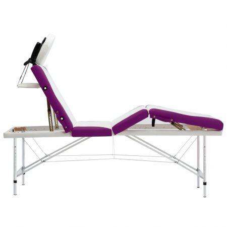 Masa pliabila de masaj, alb si violet, 191 x 70 x 81 cm
